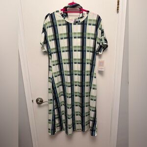 Green and Blue Plaid Dress with Belt